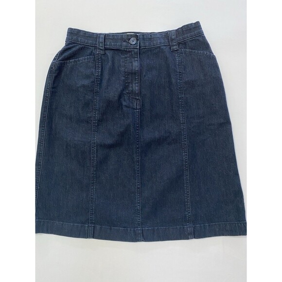 L.L. Bean Dresses & Skirts - L.L. Bean Classic Fit Denim Skirt Dark Wash Blue Stretch Knee Length Size 10